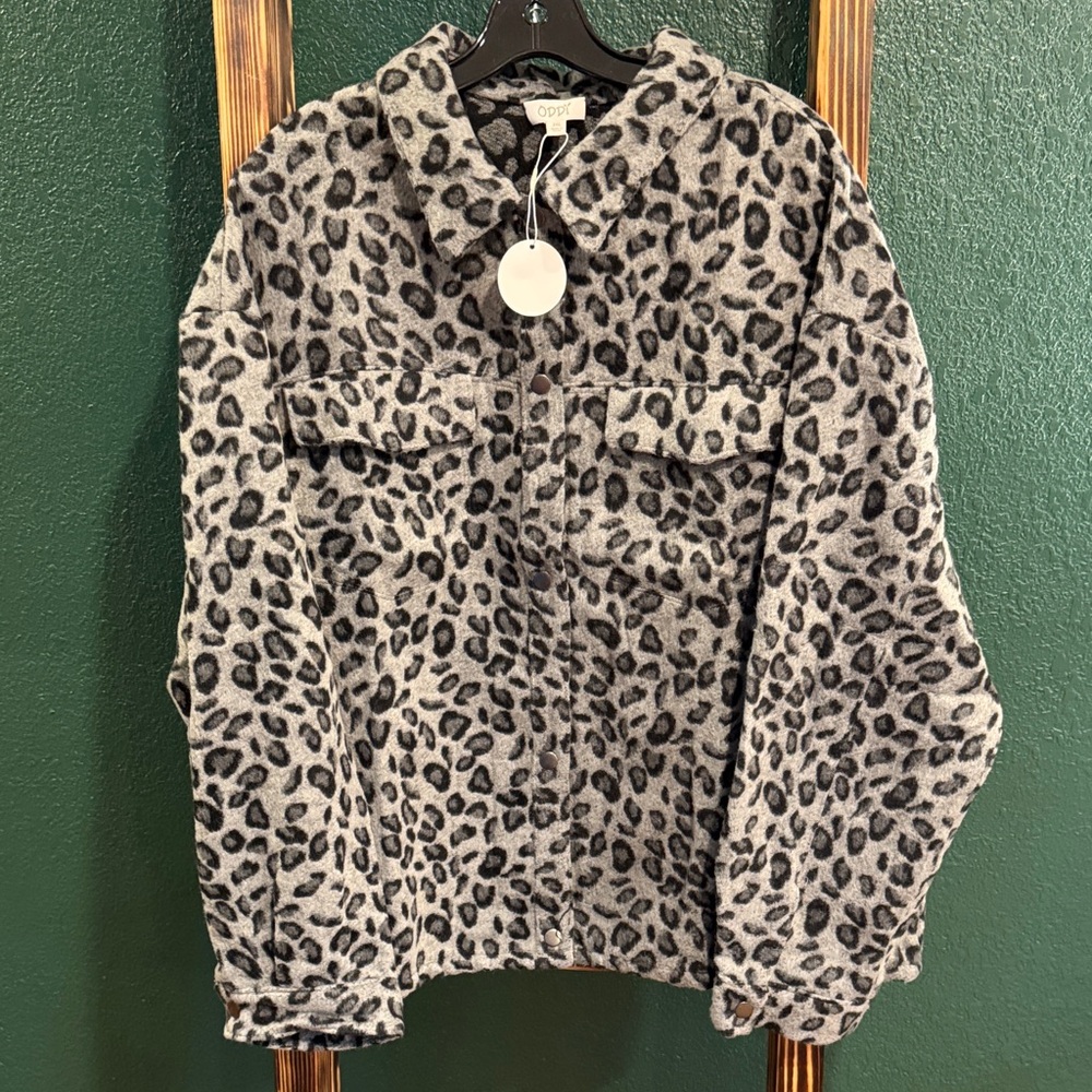 ODDY Gray Leopard Print Jacket